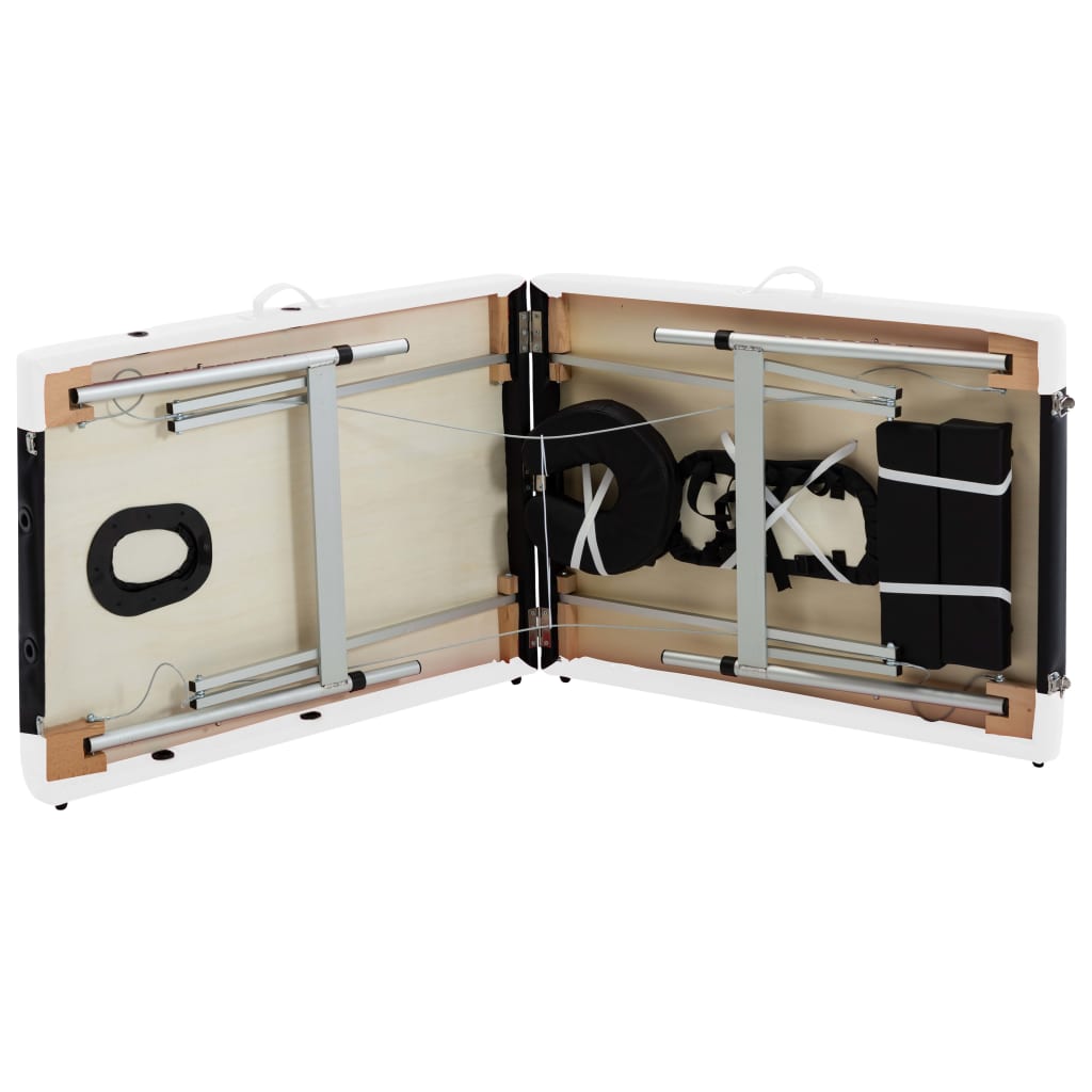 Table de massage pliante Essentiel Aluminium Noir et Blanc