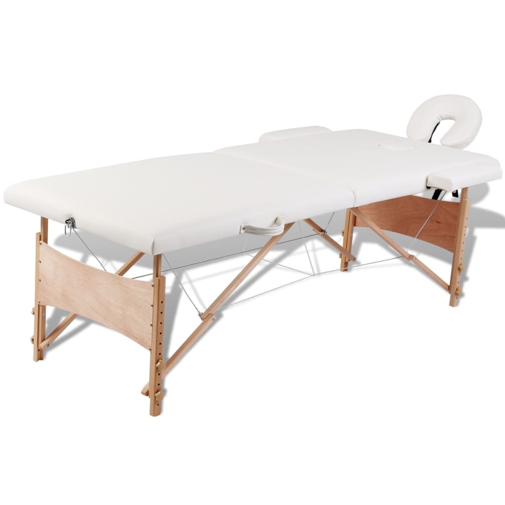 Table de massage pliante Essentiel Bois Blanc Crème
