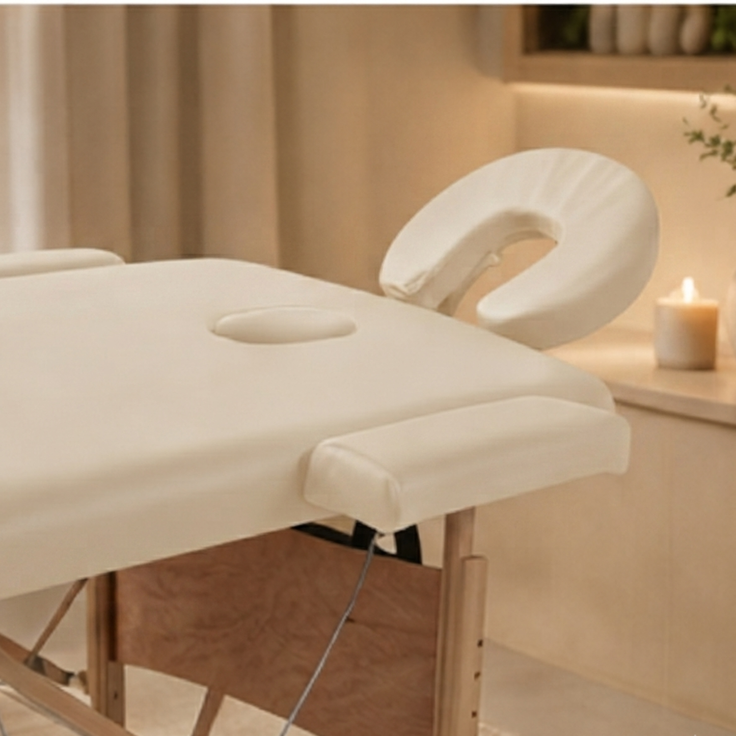 Table de massage pliante Confort Bois Blanc Crème