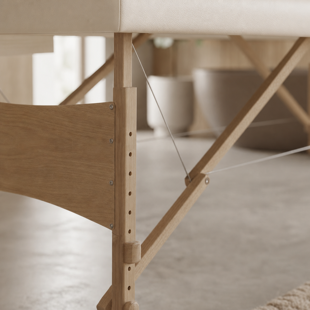 Table de massage pliante Confort Bois Blanc Crème