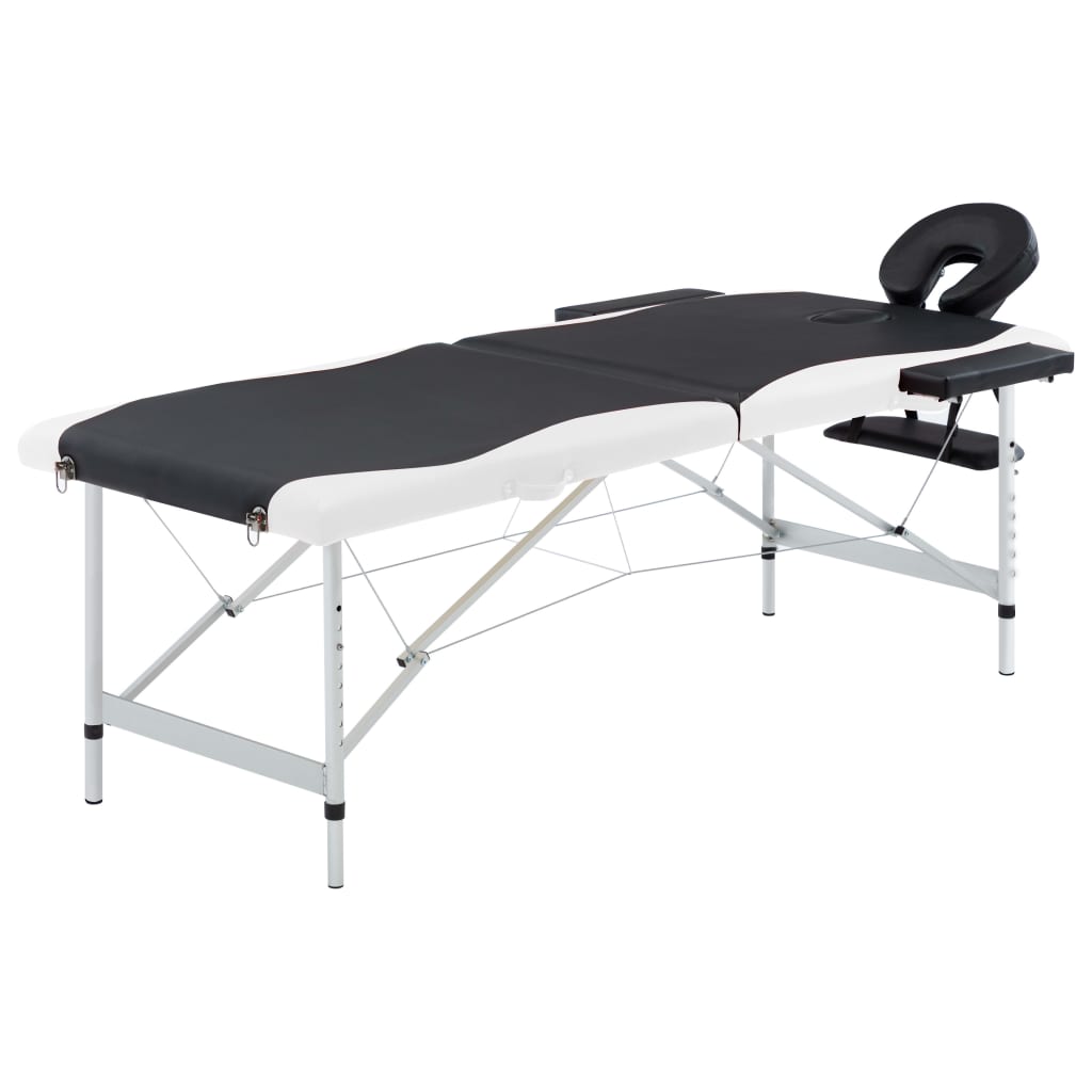 Table de massage pliante Essentiel Aluminium Noir et Blanc
