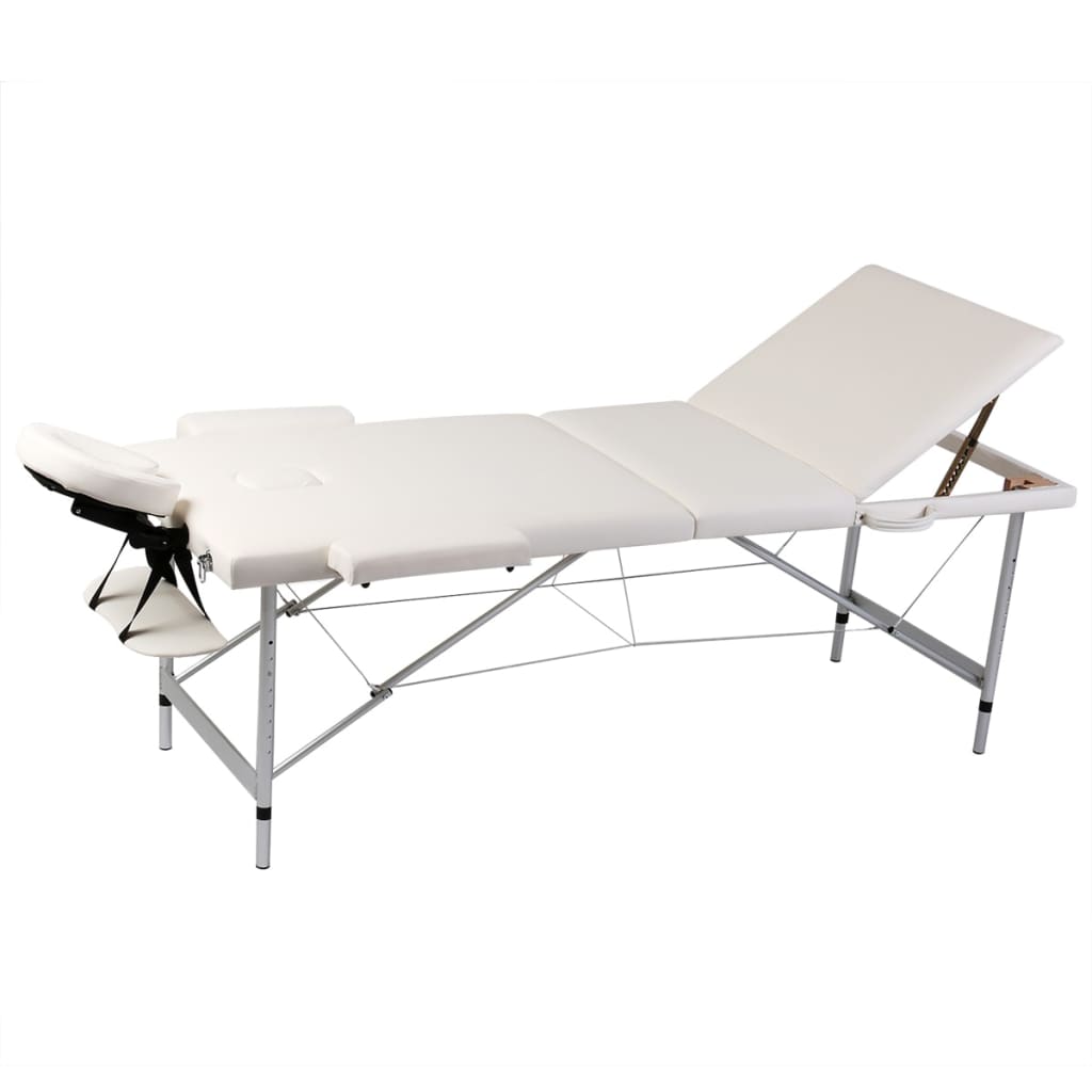 Table de massage pliante Confort Aluminium Blanc Crème