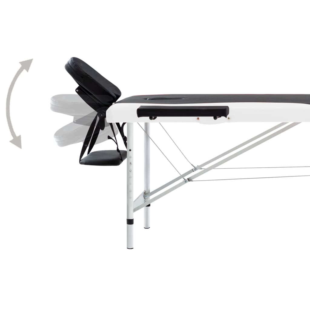 Table de massage pliante Essentiel Aluminium Noir et Blanc