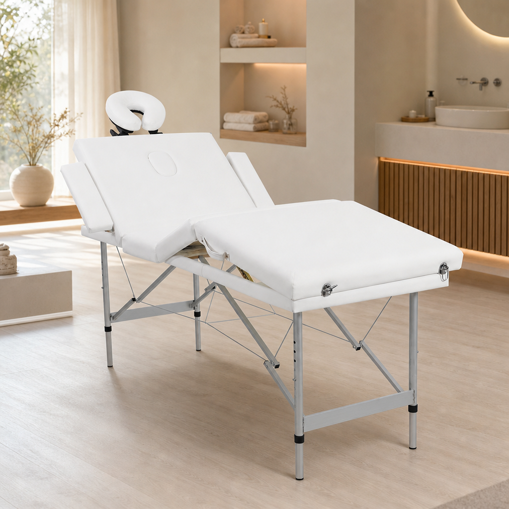 Table de massage pliante Prestige Aluminium Blanc Crème