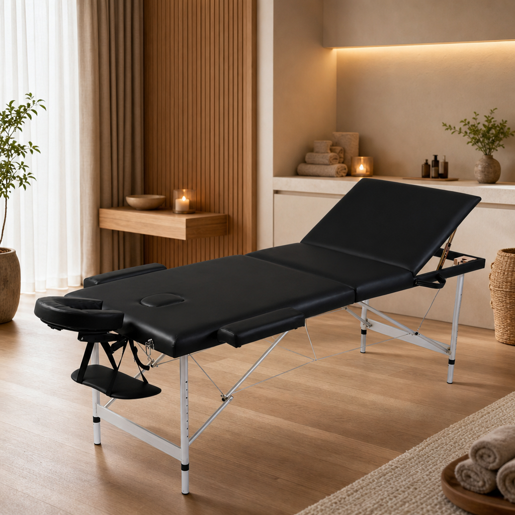 Table de massage pliante Confort Aluminium Noir