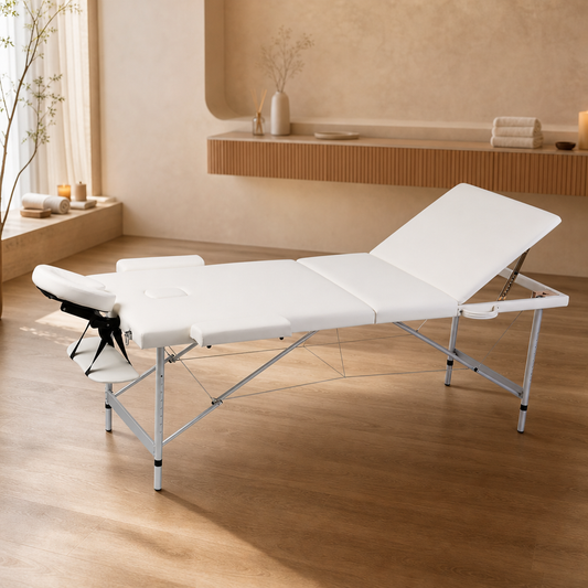 Table de massage pliante Confort Aluminium Blanc Crème