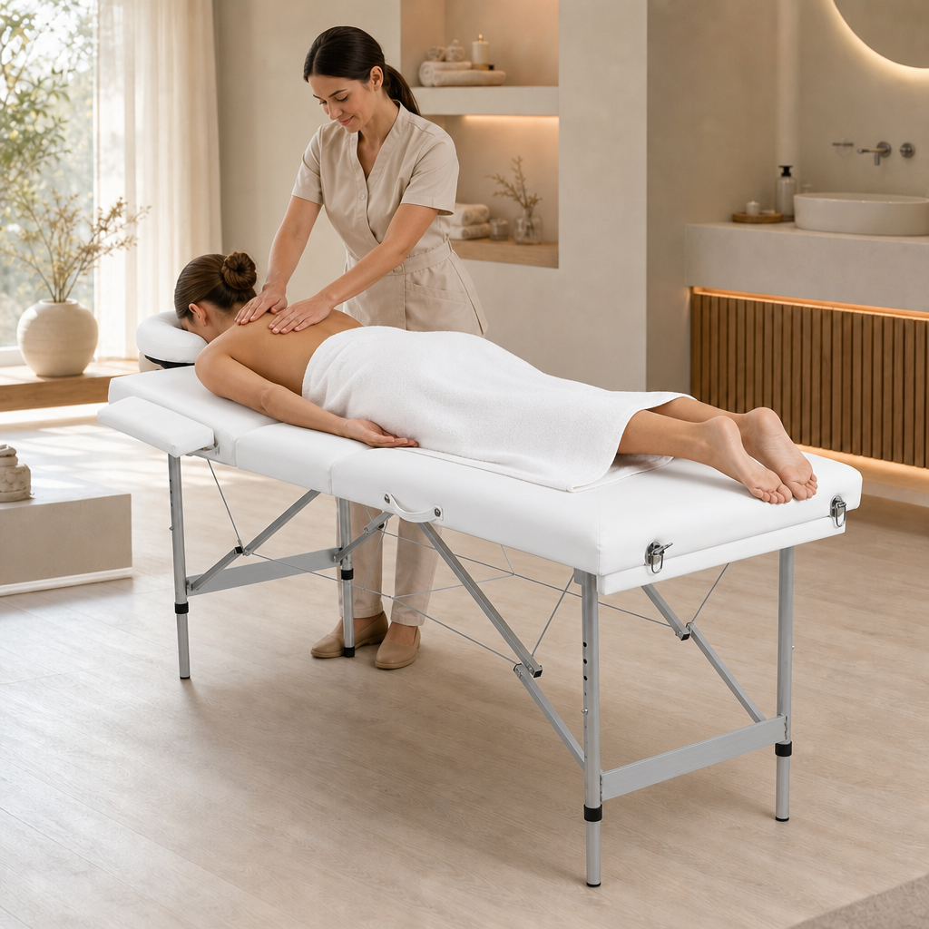 Table de massage pliante Prestige Aluminium Blanc Crème