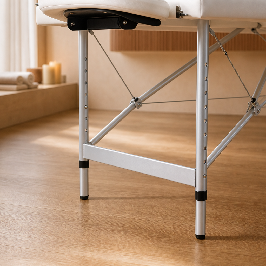 Table de massage pliante Confort Aluminium Blanc Crème