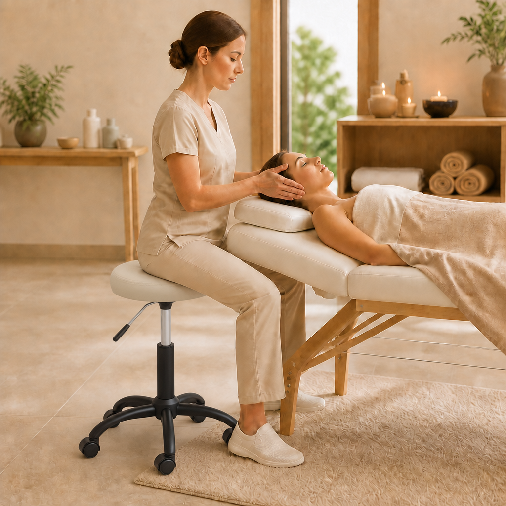 Tabouret de massage Velours Crème