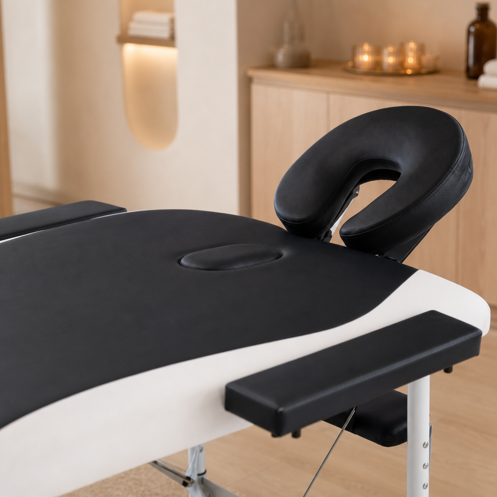 Table de massage pliante Essentiel Aluminium Noir et Blanc