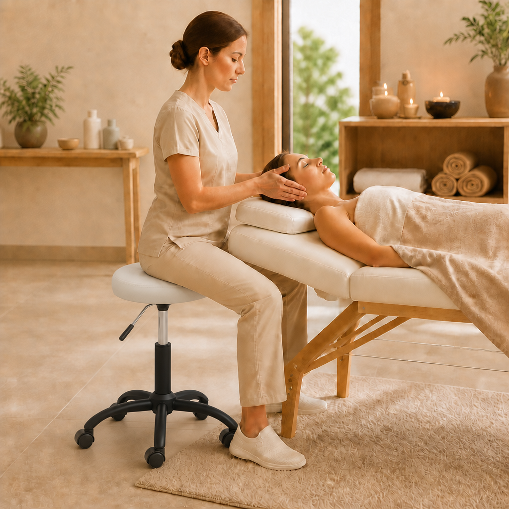 Tabouret de massage Velours Gris Clair