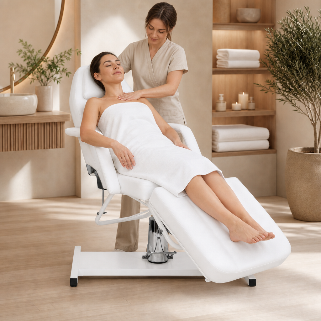 Table de massage fixe inclinable Signature Blanc